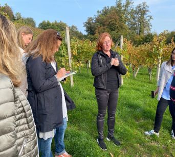 V vinogradu z gostiteljico Katarino Colnar